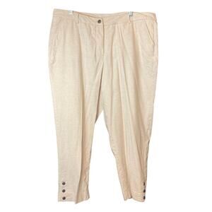 Cathy Daniels Linen Blend Beige Cream Capri High Rise Cropped Ankle Pants